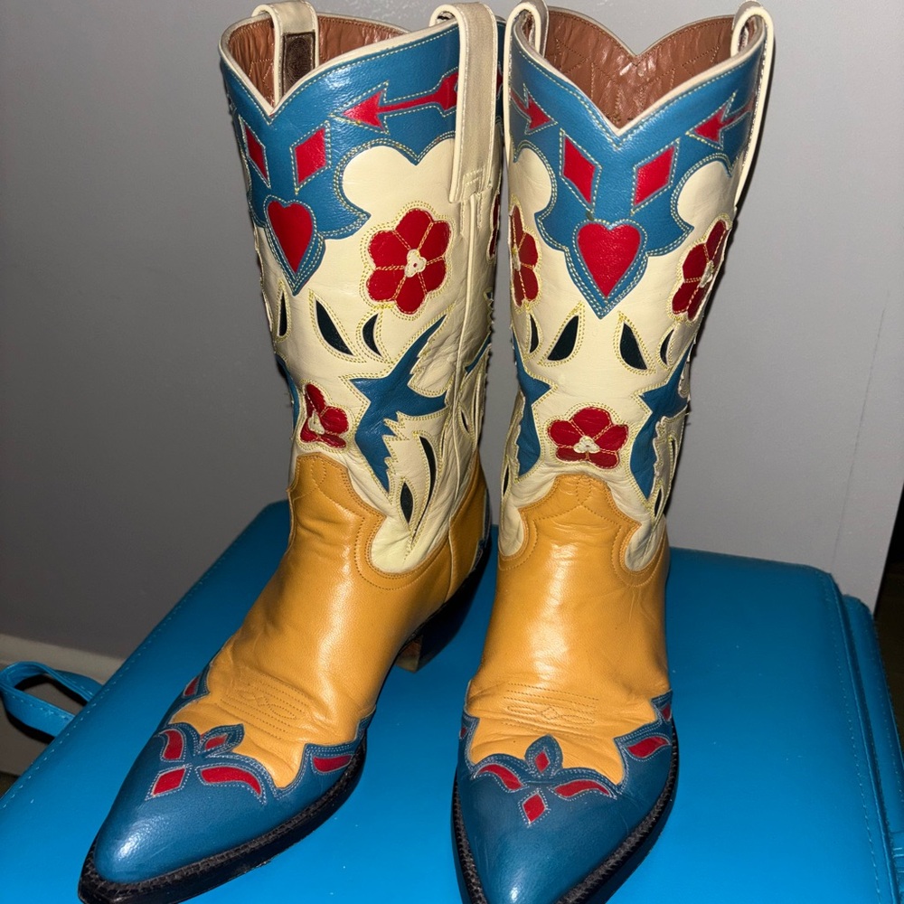Montana GENE AUTRY boots bluebird vintage goat Colorful Western Women's Boots